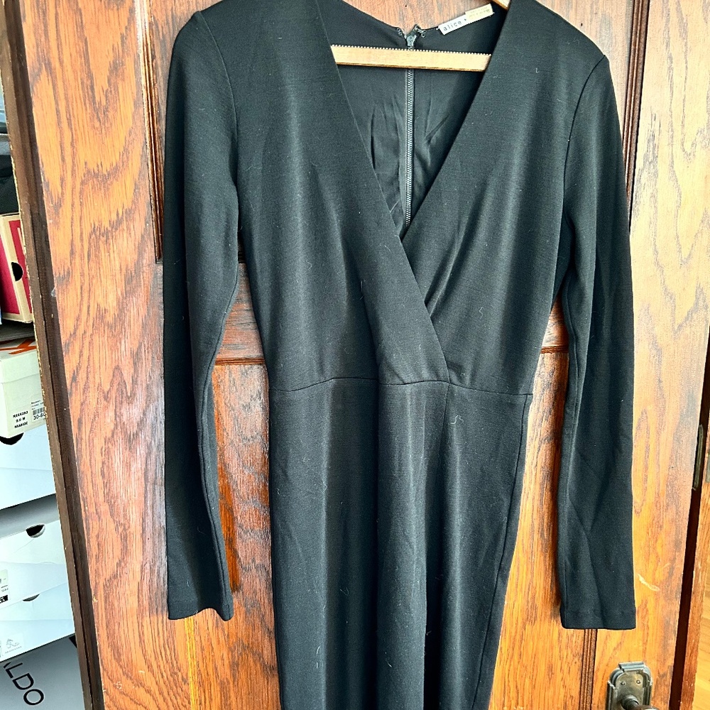 Alice & Olivia classic black wool dress